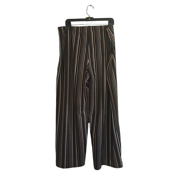 Slinky Brand Pants Women's Size 2X Brown Black Stripes Wide Leg Stretch - Picture 2 of 4